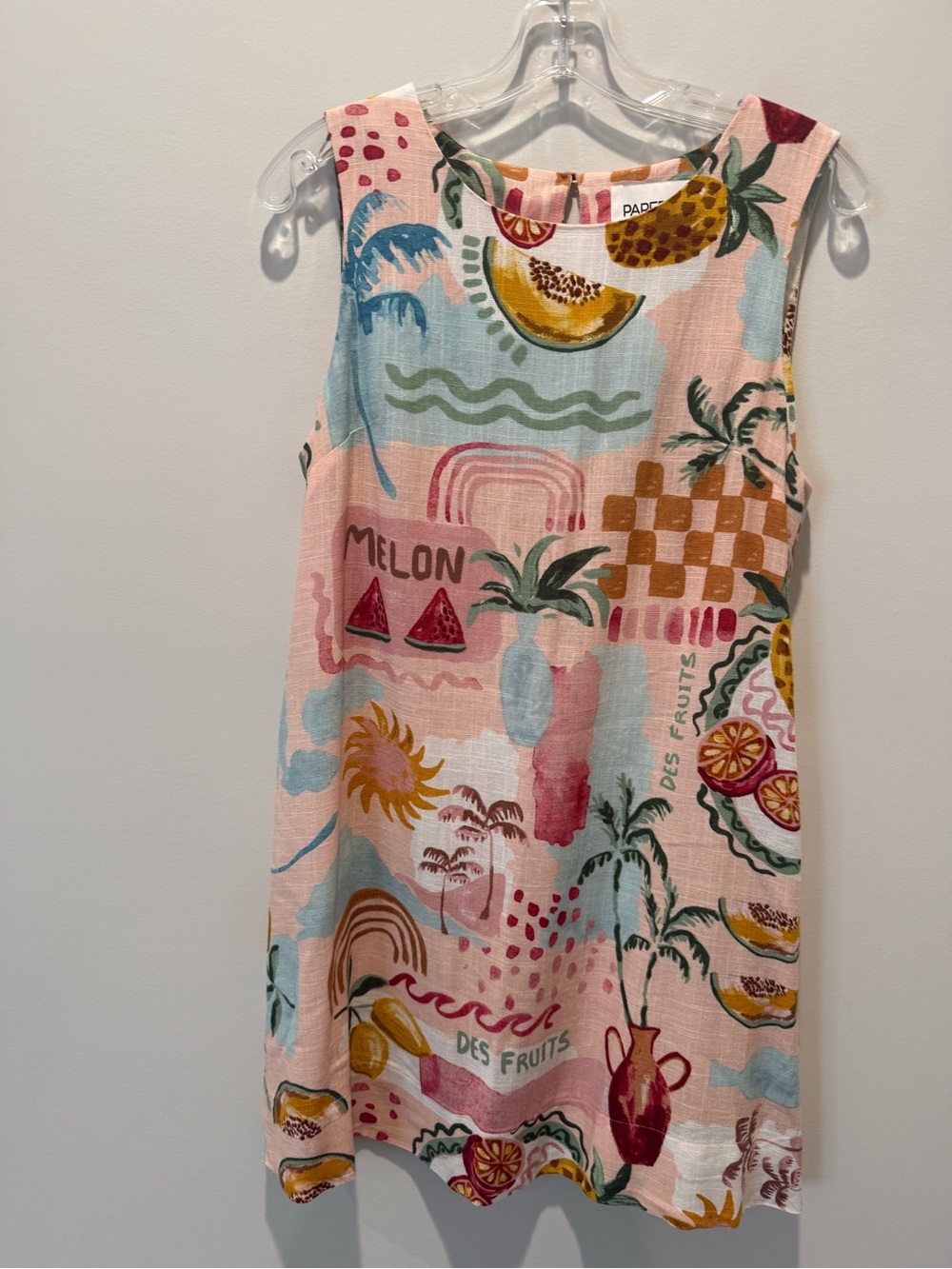 Paperie Pink Fruit-Print Sleeveless Shift Dress by Paper Heart